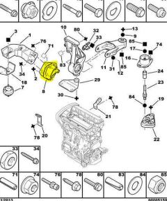 Variklio tvirtinimas Originalus Citroen Peugeot Xsara 307 1.6 1839E7 9638557080