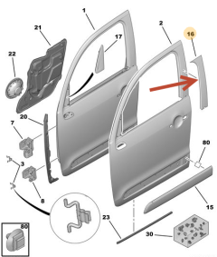 Durų apdaila Dešinė Priekis Originalus Citroen C3 Picasoo 98196289XT