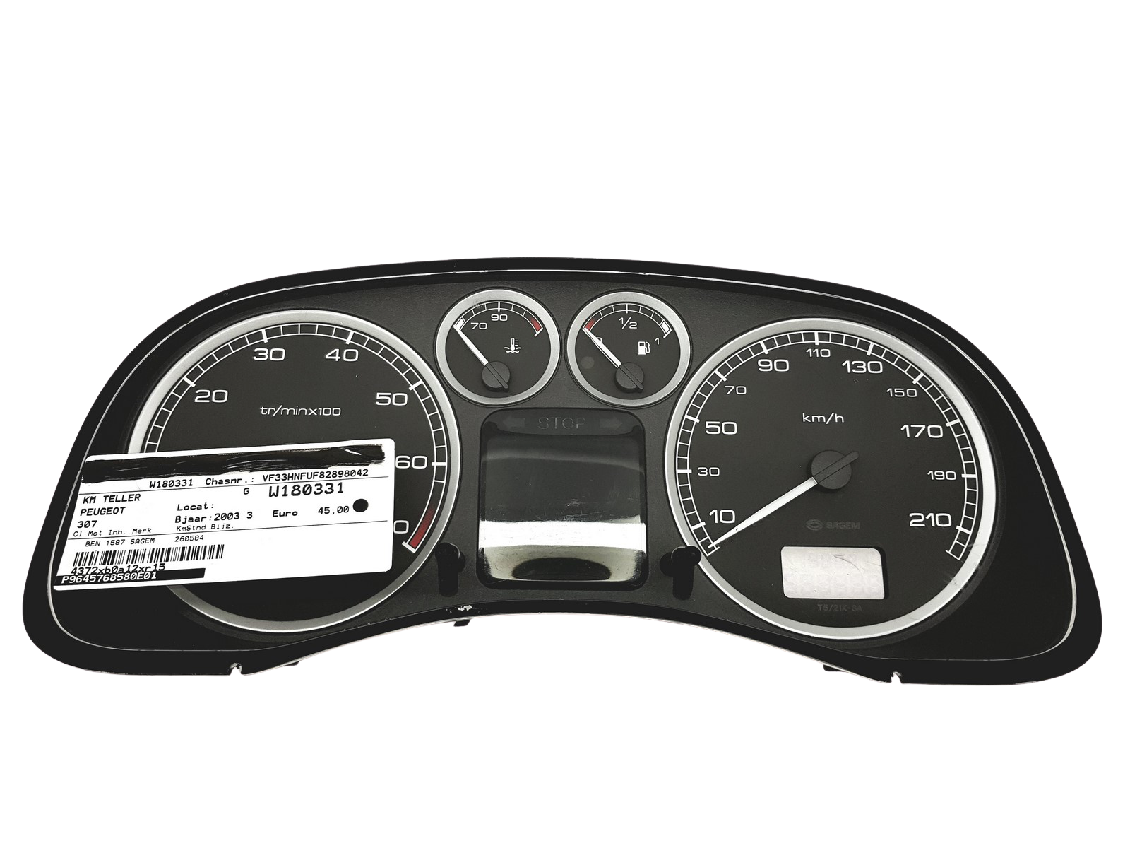 Tachometras Peugeot 307 9645768580 E 01 Sagem 32415 main product photo